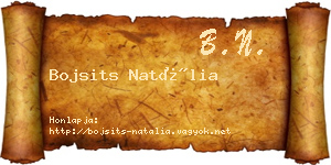 Bojsits Natália névjegykártya